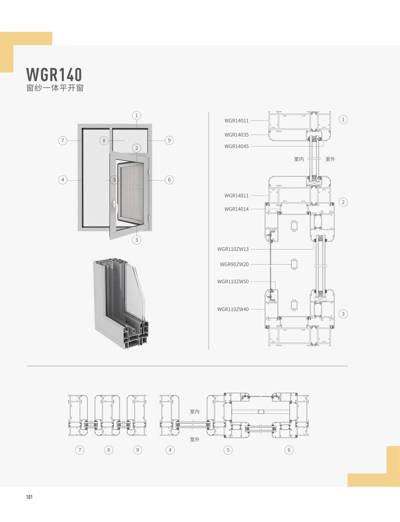 WGR90/140窗紗一體平開窗